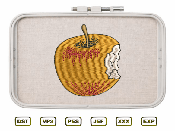 Bitten Apple Fruit Embroidery