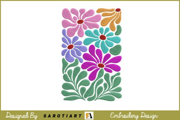 Boho Style Abstract Floral Embroidery