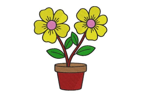 Cute Flower Pot Embroidery Design Review for Apparel Designers