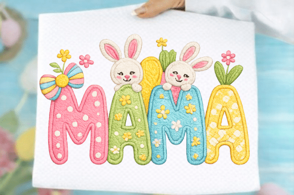 Faux Embroidery Mama Bunny PNG Review