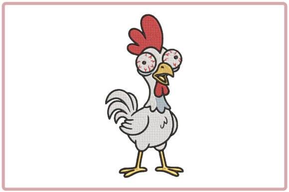 Funny Crazy Chicken Embroidery Design