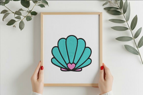 Heart Seashell Embroidery: Coastal Charm for Personalized Gifts