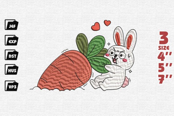Kawaii Bunny Carrot Embroidery for Etsy & Small Shop Success