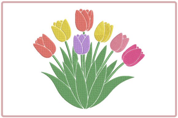 Tulip Flowers Bouquet Embroidery Design