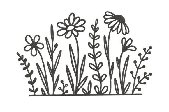 Wildflower Line Art Embroidery: A Minimalist Design for Versatile Branding